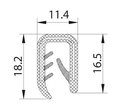 PROFIL "U" KEDER  11,4x18,2 4mm-6mm
