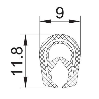 PROFIL "U" KEDER A2 051  11,8x9  za 1-3mm